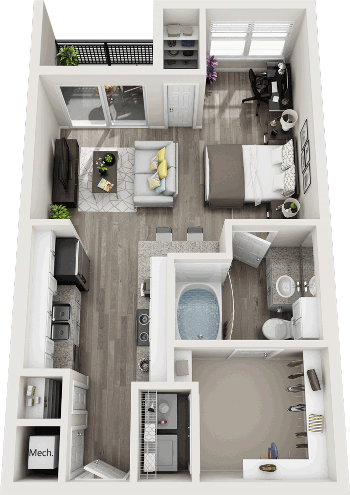 Floor plan for studio, 1 bath, 550 sqft